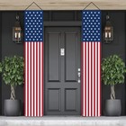 2 Pack 4th of July Outdoor Hanging American Flag Banners Porch Patriotic Decor