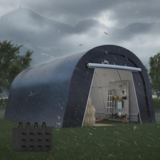 Outdoor Portable 13'X20' Carport with Roll-Up Doors & 4 Weatherproof Bags, Grey