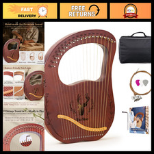 19-String Mahogany Lyre Harp Kit for Beginners  Adults - Musical Instrument