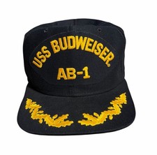 Vintage 80s Budweiser Beer USS Hat Cap New Era Pro Model Snapback M/L USA Made