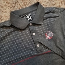 FootJoy Polo Shirt Mens Large Gray Striped Athletic Fit Short Sleeve Golf Fj