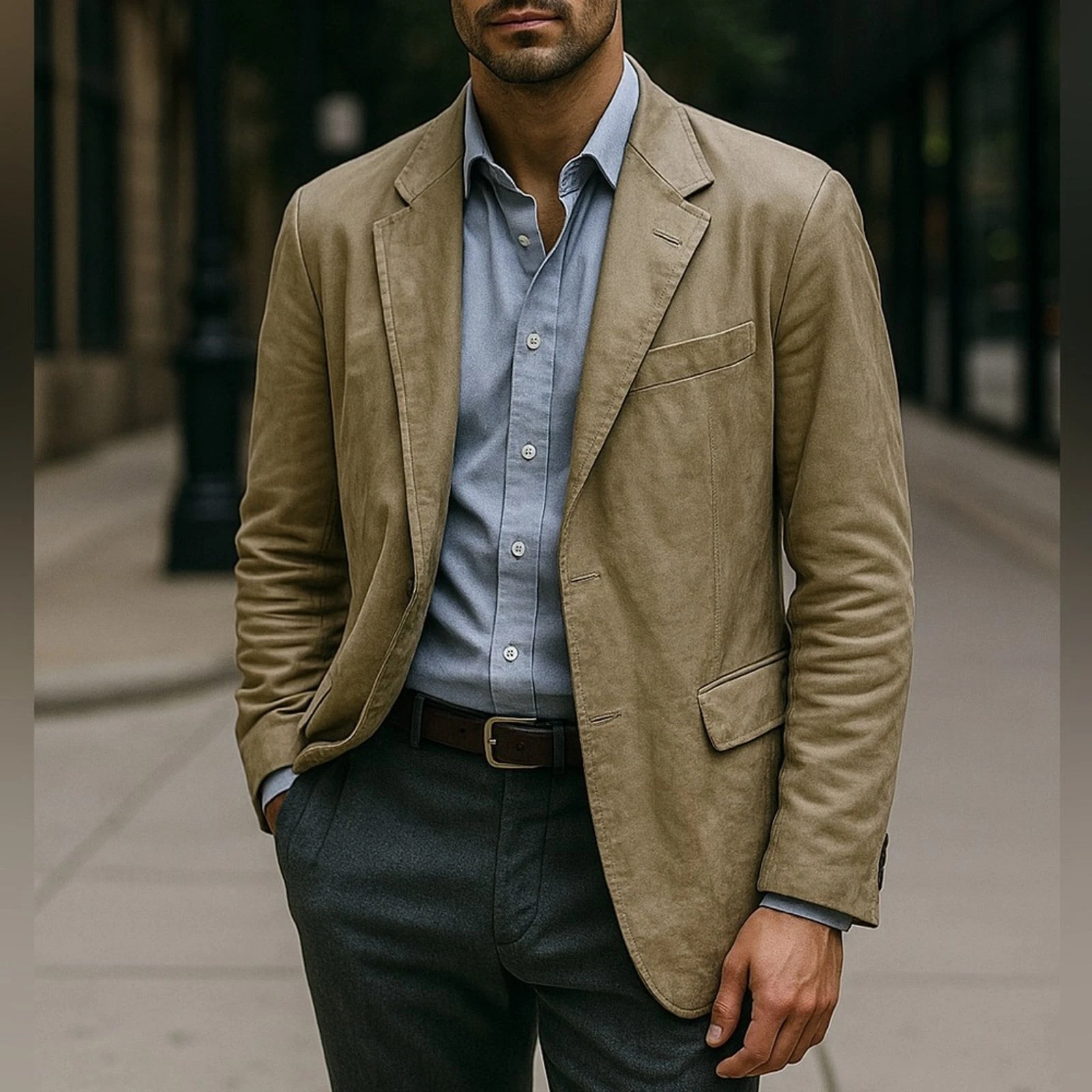 Paul Smith Leather Jacket Blazer Mens Medium 40 Taupe Made In Italy Sport Coat image 1