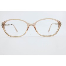 Sophia Loren by Zyloware 1545 Peach Oval Eyeglass Frames Silver Chain Temples