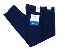 Haggar Comfort Luxe Straight Fit Flat Front Linen Casual Pant 34 x 30 NEW Navy