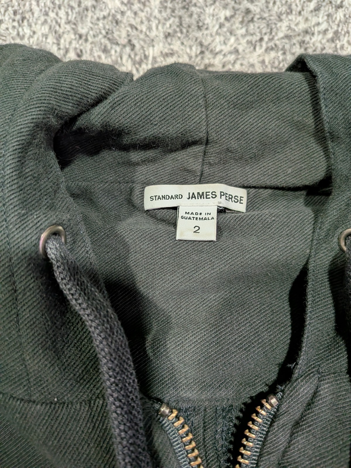 JAMES PERSE Dark Black Drawstring Jacket Size 2 - image 3