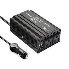 300W Power Inverter DC 12V to 110V AC Car with 2X 2.4A Dual black