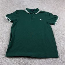 Fred Perry Polo Shirt Mens Medium Green Pique Cotton Preppy Golf Golfer Office