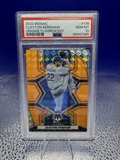 CLAYTON KERSHAW 2022 Mosaic PSA 10 ORANGE FLUORESCENT Prizm SP /25 POP 2