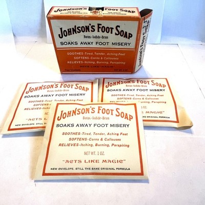 Johnson's Foot Soap 3 pack Open Box Borax Iodide Bran Vintage Made In USA