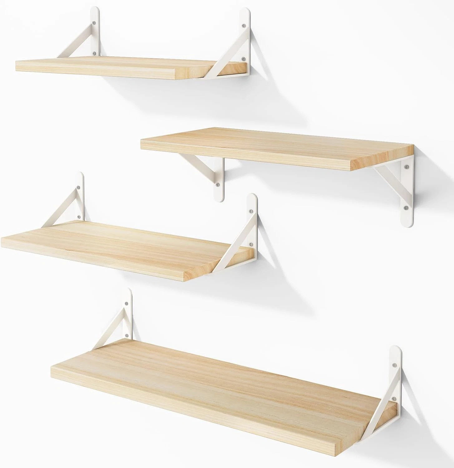 Floating Shelves for Wall, Different Sizes Natural Wood Wall Shelves for Living