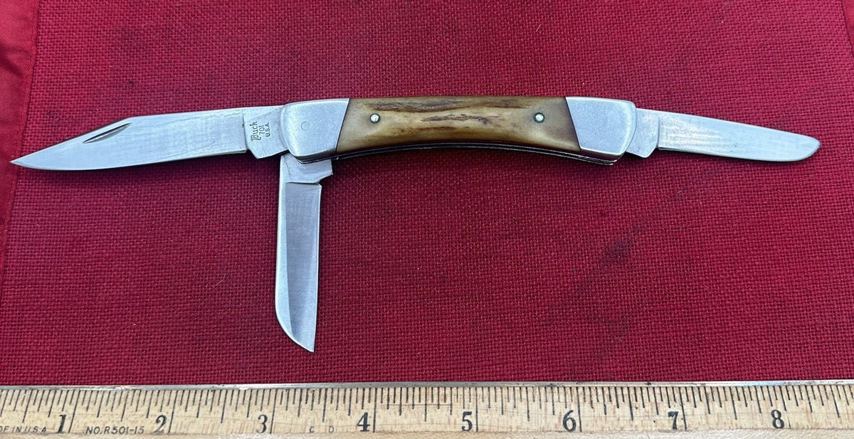 RARE BUCK 701 STAG 3 BLADE STOCKMAN FOLDING KNIFE | eBay