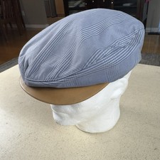 Nike Flat Cap 90s Vintage Newsboy Cabbie Golf Hat Swoosh Blue Plaid Leather Rare