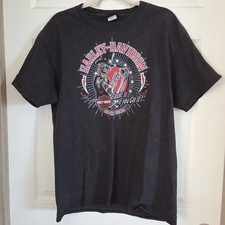 Ted's Harley Davidson Alton, Ill Skeleton Men's T-Shirt Sz L Faded Worn Black