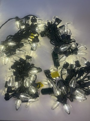 Lot/4 LED C9 Clear Warm White Smooth 25 Light String Wedding Patio Christmas