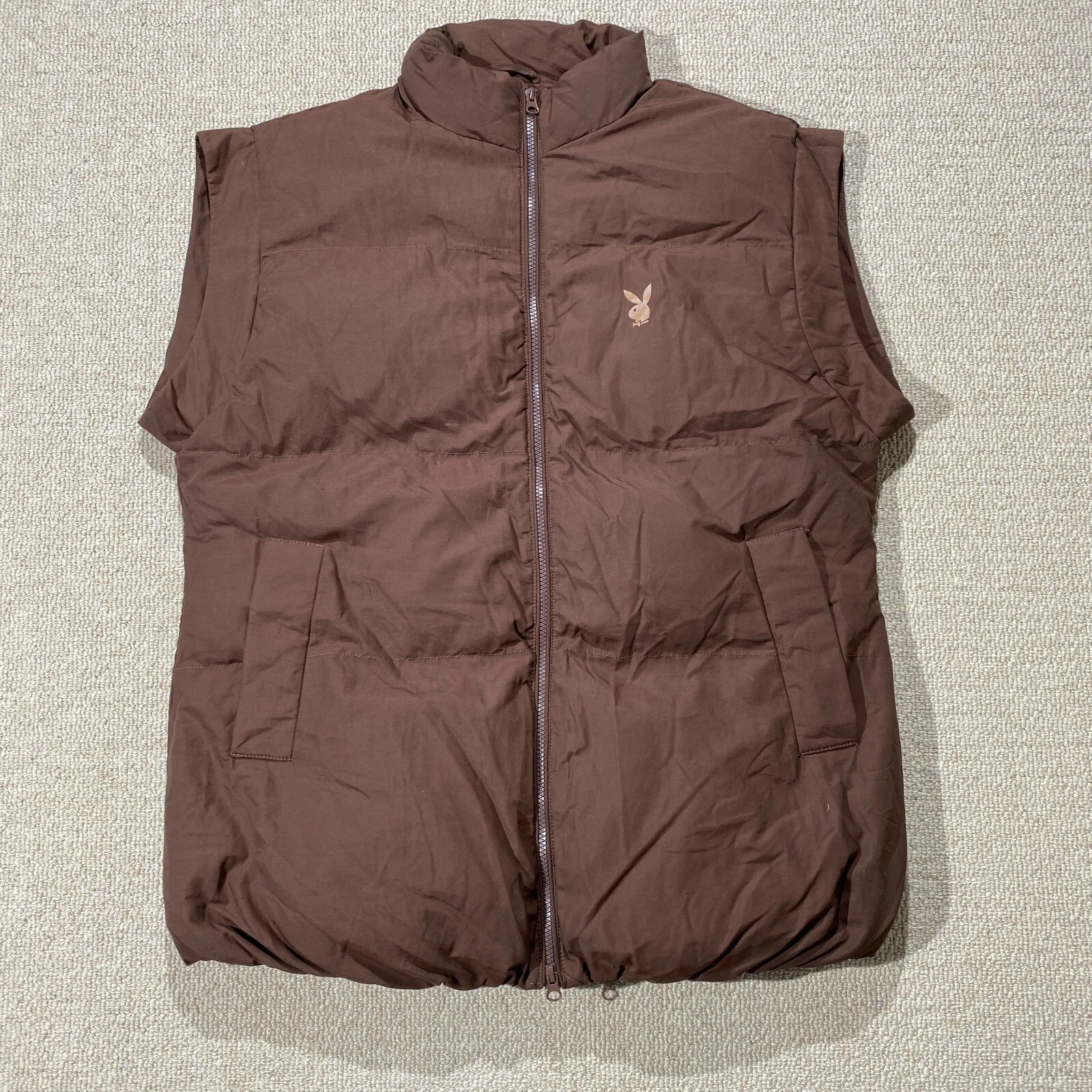 Playboy Gilet Mens Large Brown Puffer Vest By Pacsun Magazine USA