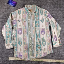 Vintage Southwestern Cowboy STEER WEST Long Sleeve Shirt Extra Large Made In USA