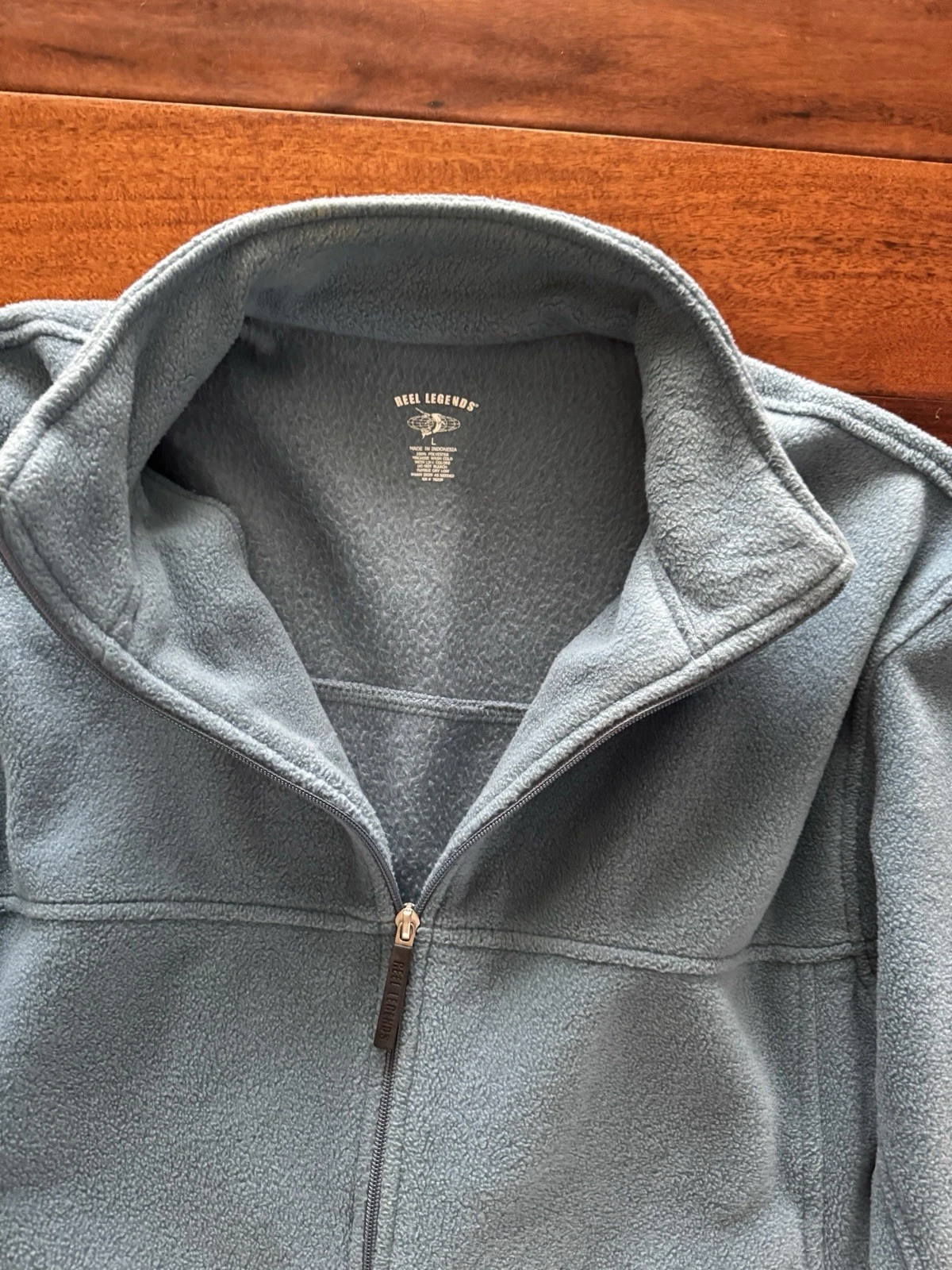 Reel Legends Performance Clothing Fleece Fishing Jacket Full Zip Blue Size LG