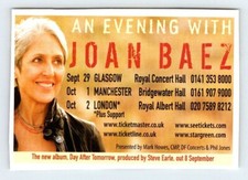2008 JOAN BAEZ IN CONCERT ENGLAND DATES AD Vintage 2.5