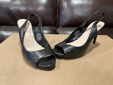 Nine West Open Toe Heels Black Sz 6