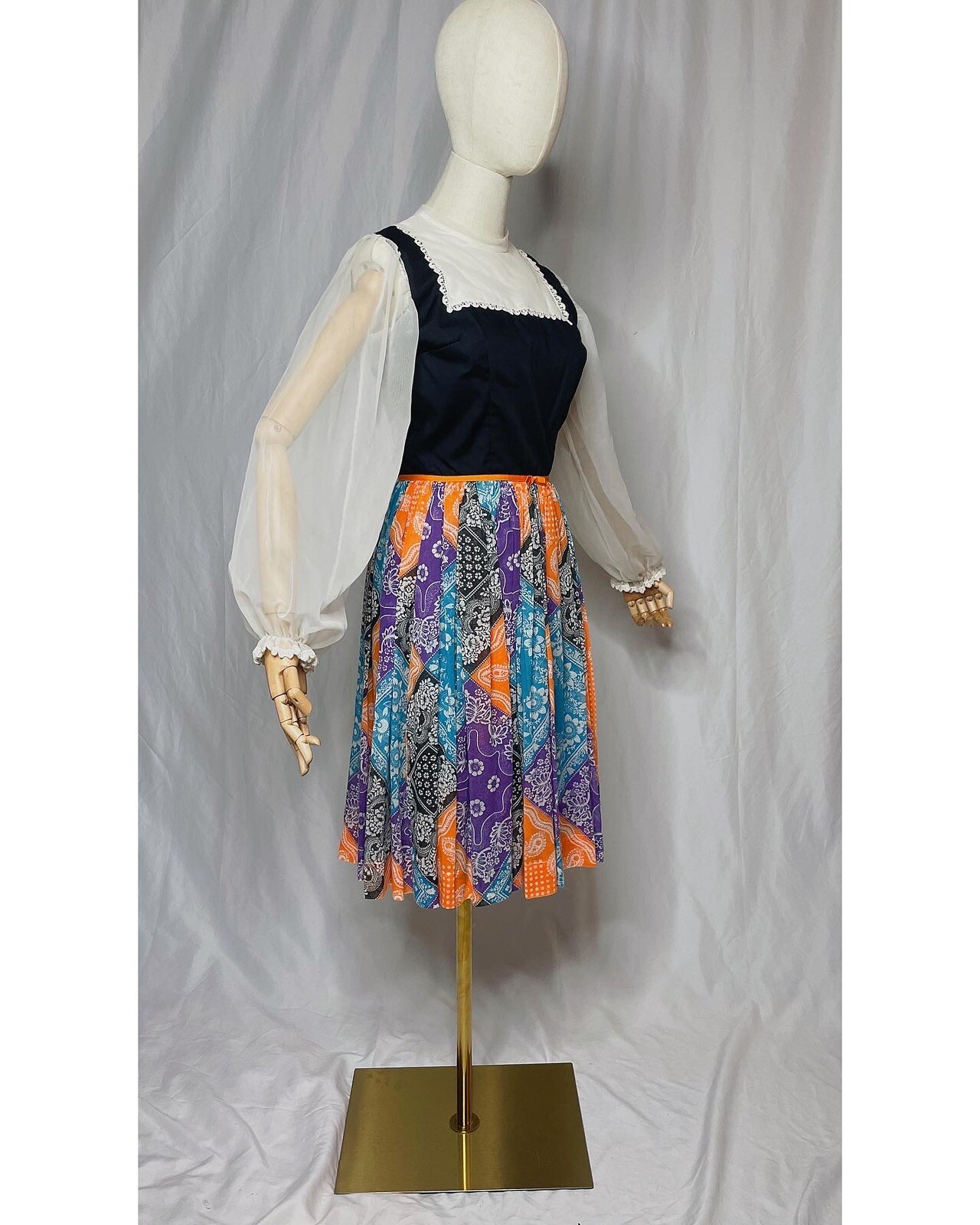 1960s patchwork polka dress - image 3