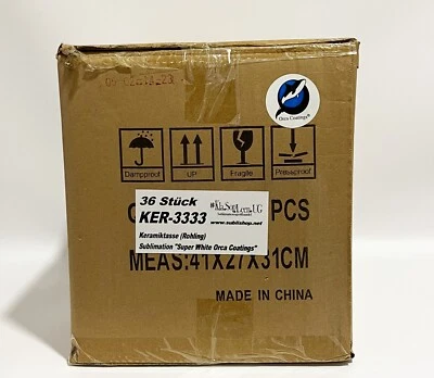 36 Stk. Sublimationstasse für den Sublimationsdruck / Orca Coating "SUPER WHITE"