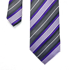 Geoffrey Beene Purple Gray Stripe Mens Silk Necktie 3.25”x 58” Handmade NWT $45 