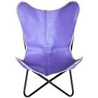 71HS Genuine Leather Butterfly Chair Folding Lounge Modern Sling Accent Seat