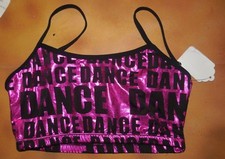 NWT Dancewear Gia Mia Black Hot Pink Foil Dance Bra Top Medium Adult G164