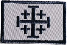 JERUSALEM CROSS CRUSADER INFIDEL TEMPLAR CREAM BLACK KNIGHT HOOK MORALE PATCH