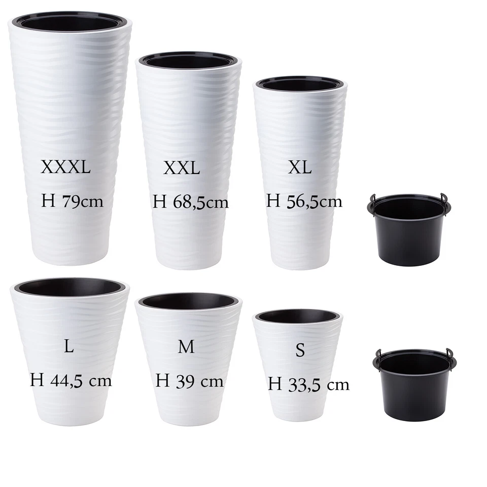 Blumenkübel Groß Blumentopf Slim Rund Welle Design Einsatz 6 Größen 5 Farben - Bild 2 von 4