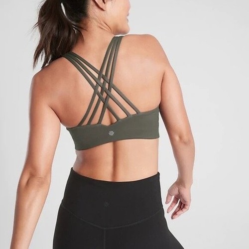 Athleta Hyper Focused Bra D-DD Yoga Pilates | Arbor Olive Medium #417221 NEW