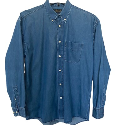 St.Michael From MARKS & SPENCER Mens M Chambery Shirt Button Cotton Two Fold 