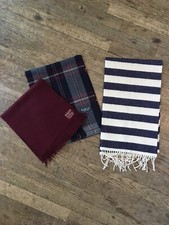 Vtg Wool Cashmere Scarf Lot Plaid Striped Winter Blue White Red Bundle Nordstrom