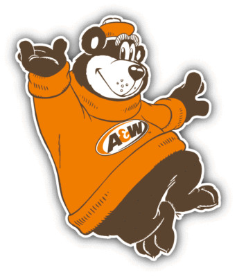 A&W Root Beer Bear Logo Car Bumper Sticker Decal - 3'', 5'' or 6''