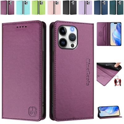For iPhone 17 Pro 16e 15 14 13 12 11 PU Leather Magnetic Flip Stand Wallet Case