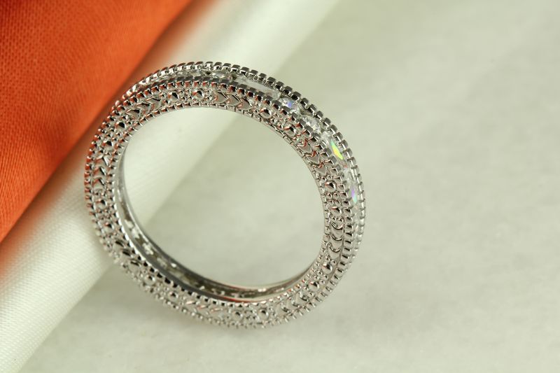 STERLING SILVER CZ STACKED VTG ENGAGEMENT RING ETERNITY BAND RING
