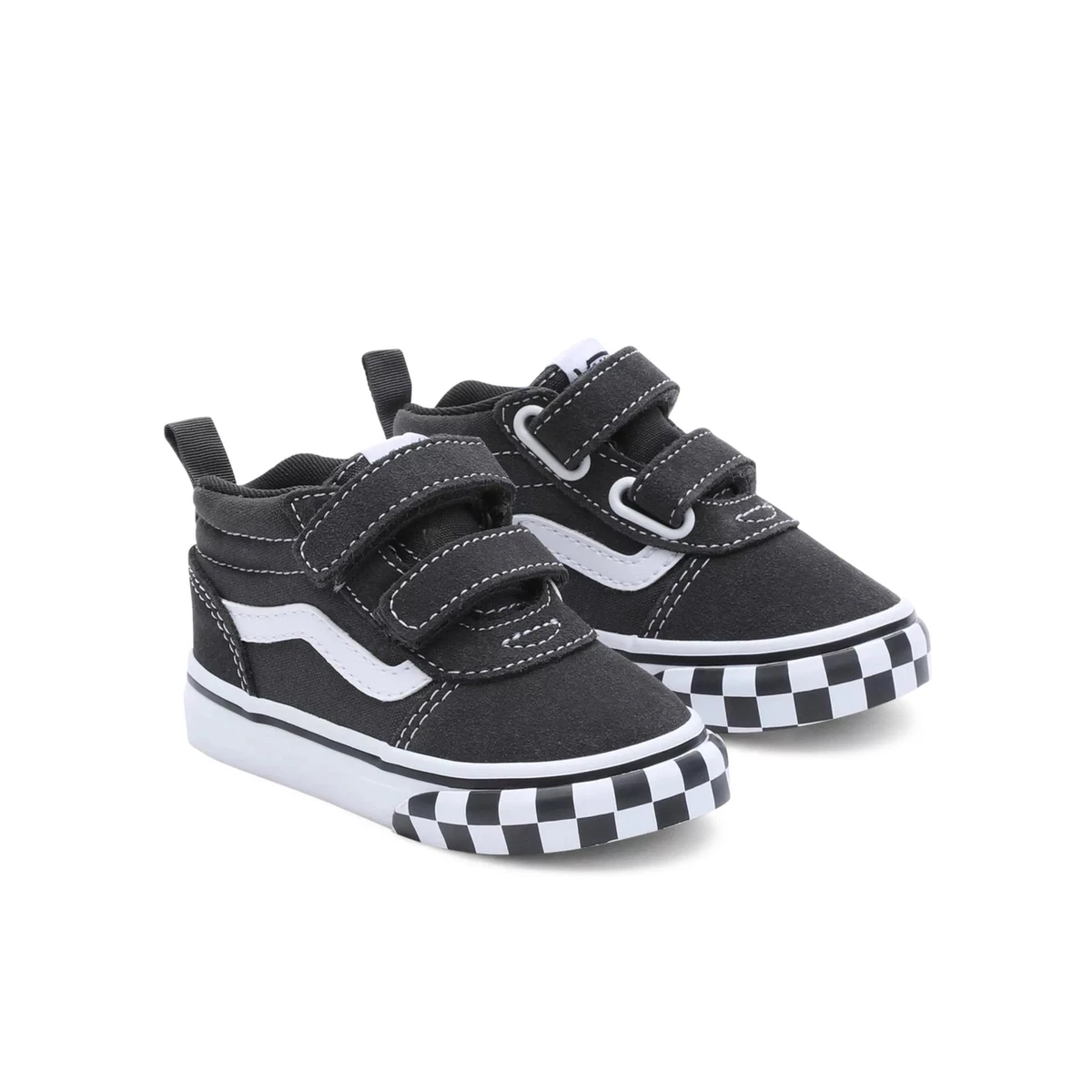 Vans Kids Mid Top Infants Grey White Ward Hi Strap Ward Canvas Suede