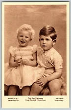  c1950's "Their Royal Highnesses" Charles & Anne PPC Postcard Unposted