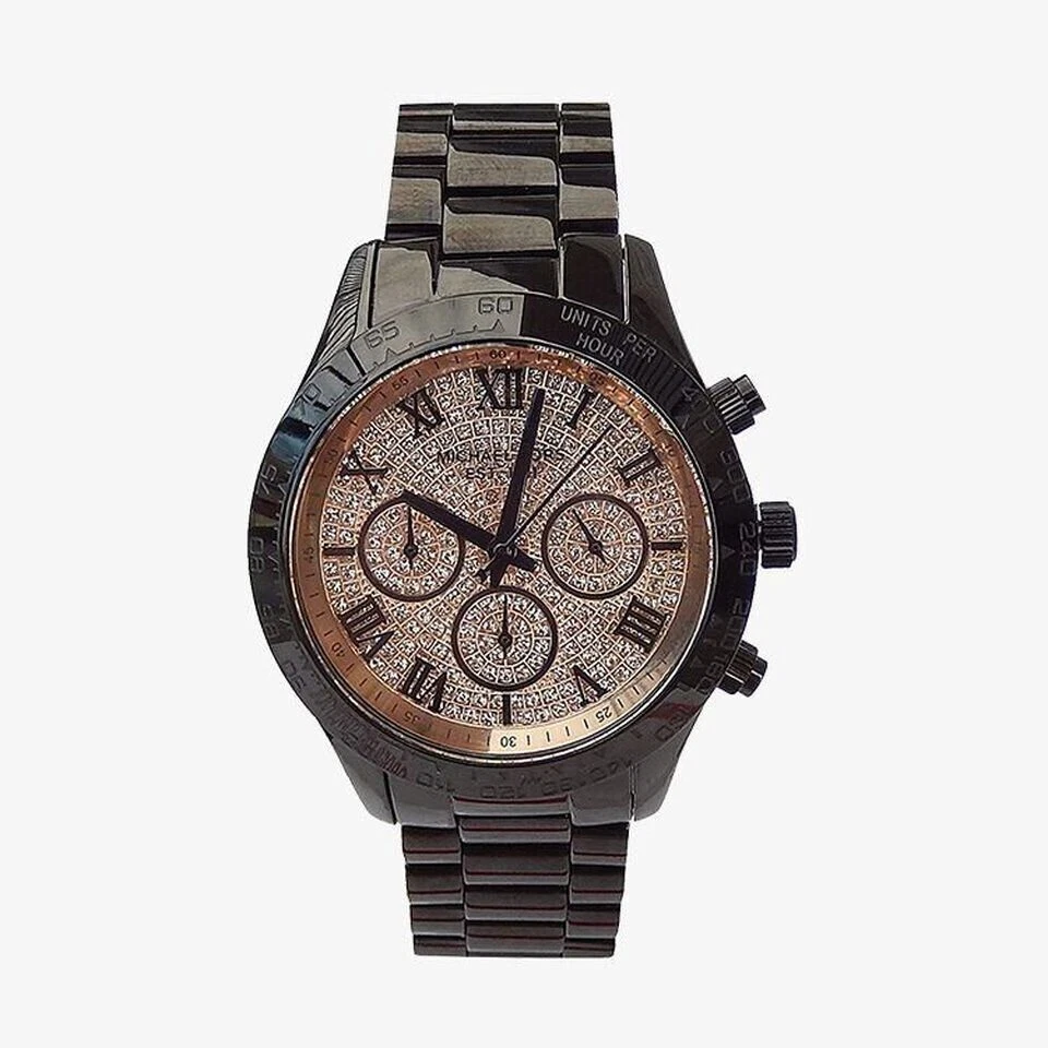 OROLOGIO DA DONNA MICHAEL KORS CRONOGRAFO CRISTALLO QUADRANTE PAVÈ ACCIAIO NERO MK5978
