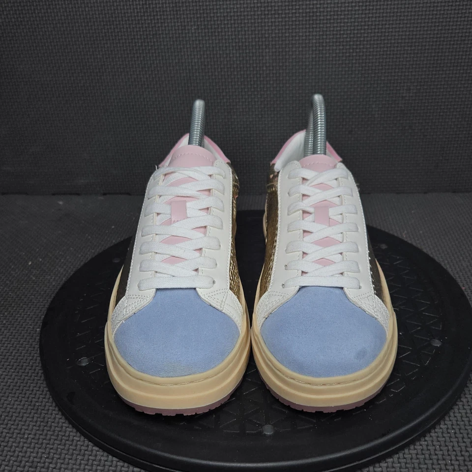 Tênis Steve Madden Molly Shoes Youth tamanho 5M ouro branco rosa com cadarço - Imagem 2 de 4