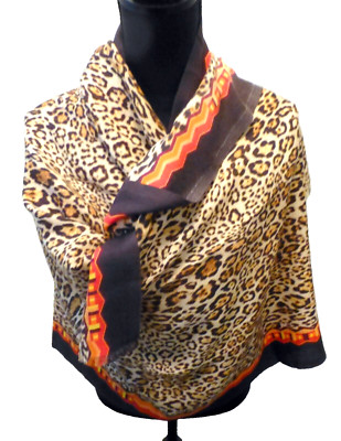 Etro Scarf Warp Shawl Cashmere Silk Leopard Animal Print Oblong NWT