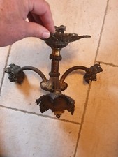 LUSTRE EN BRONZE ANCIEN VERS 1900 A 4 FEUX DANS SON JUS HAUTEUR 21 CM A NETTOYER