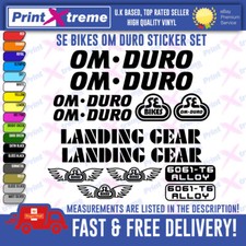 OM DURO OM-DURO BMX Vinyl Decals, Stickers, Bike Cycling, SE BIKES LANDING GEAR