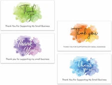 200 PCS Thank You for Supporting My Small Business Cards in 4 Elegant Watercolor