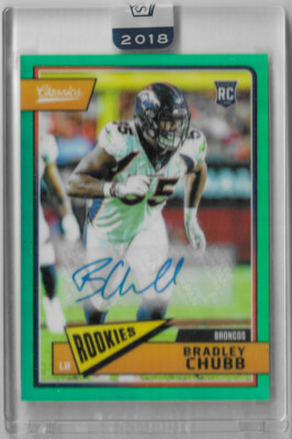 BRADLEY CHUBB 2018 PANINI HONORS CLASSICS GREEN PRIZM HOLO AUTO RC /49 BRONCOS
