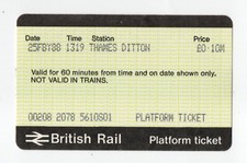 Thames Ditton S01 - APTIS platform ticket - Surrey postal KT7