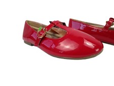 Gymboree Girls Red Casual Faux Leather Ballet Style Dress Shoe, Adjustable Strap