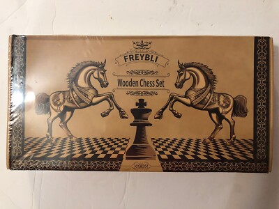 FreyBli Magnetic Wooden Chess & Checkers Board Set for Adults Kids