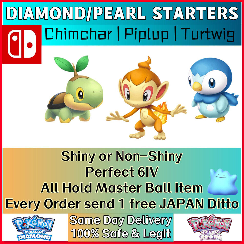 Pokemon Brilliant Diamond / Shining Pearl Starters Turtwig Chimchar Piplup  6IV