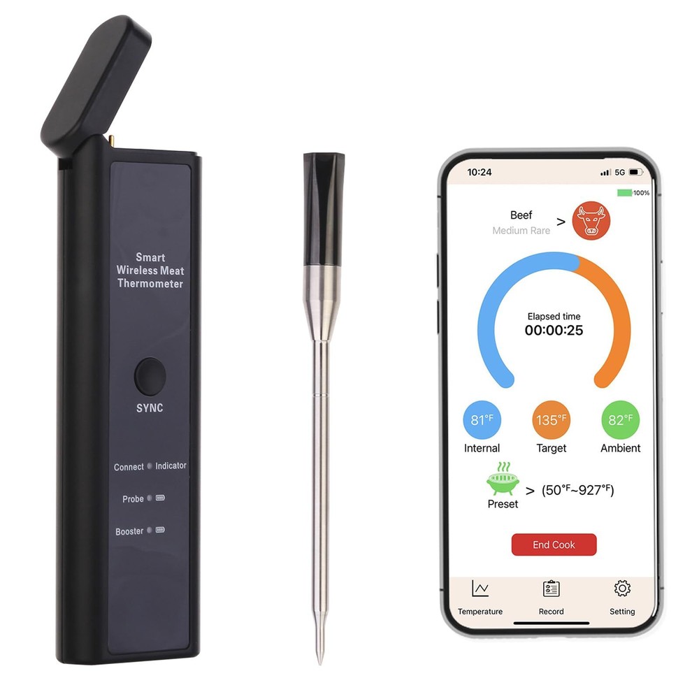 Wireless Meat Thermometer with 493FT Long Wireless Range, Instant Read Digita...